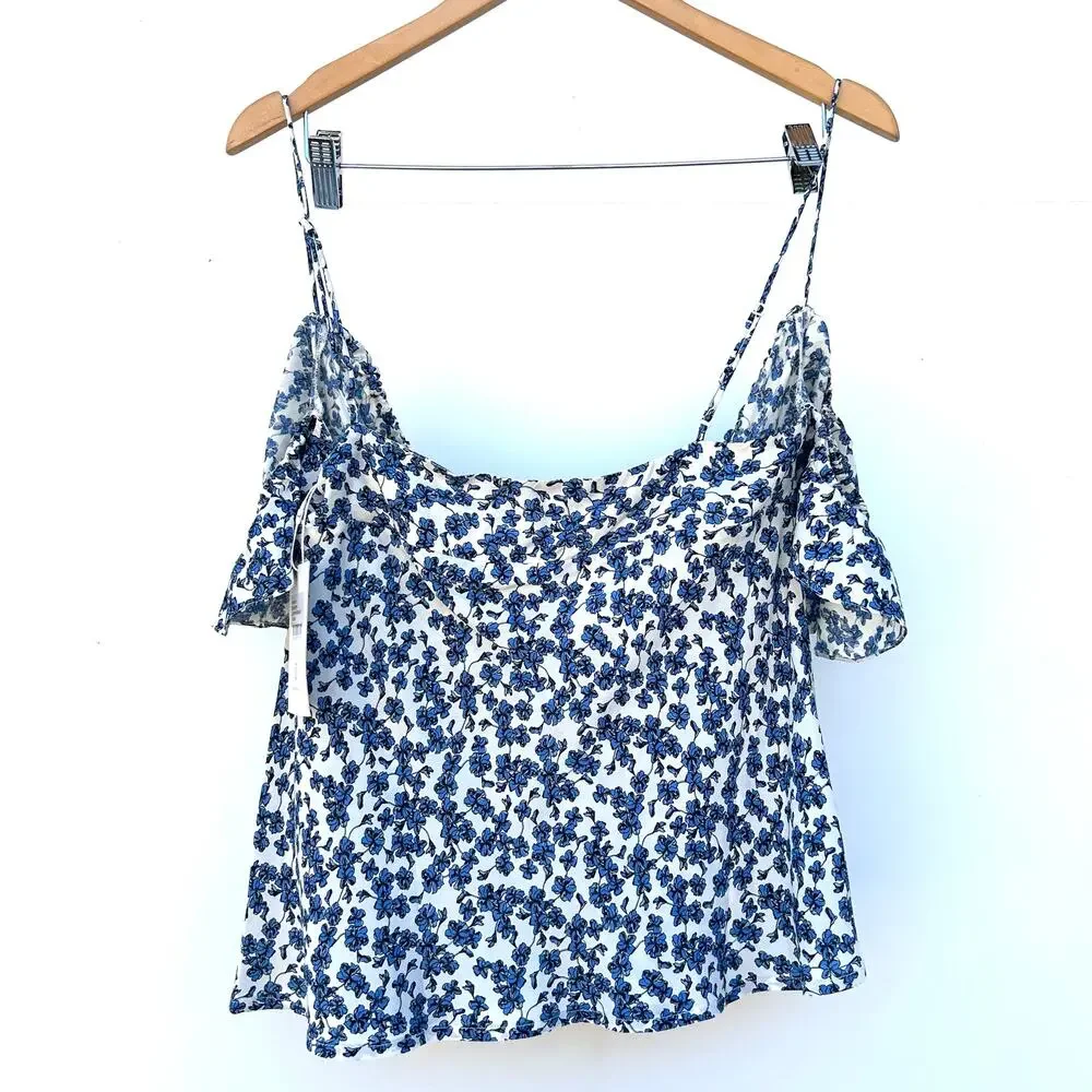 New Faithfull The Brand Menton Top Leilani Blue Floral Cottagecore Blouse 4 - Picture 4 of 8